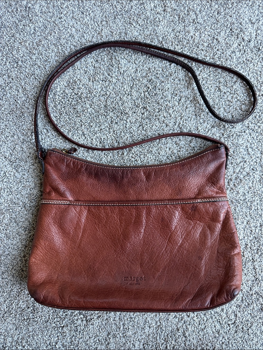 margot Leather Crossbody Bag in Chestnut Brown